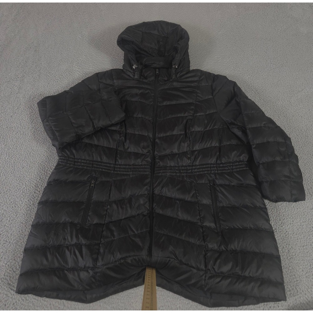 Lands' End Jacket Womens 3X Black Ultralight Packable Down Coat Puffer Hooded